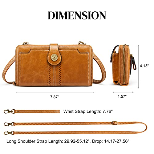 S-ZONE Vegan Leather Crossbody Bags for Women Small Cell Phone Purse RFID Blocking Clutch Purses with 2 Straps3
