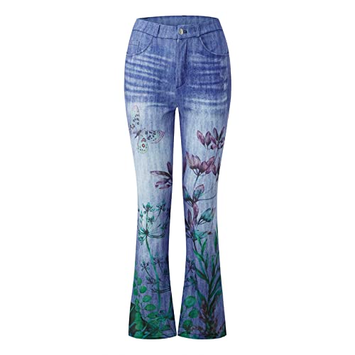 Duowei Plus Size Stretch Pant Women's Long Multiple Choice Printed Casual Loose Pants Womens Business Casual Pants Size 2 Sky Blue #TOP1