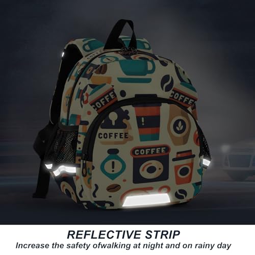 Kid's Backpack for Boys & Girls Toddler Bag Coffee Cups Seamless Backpack with Safety Leash 5
