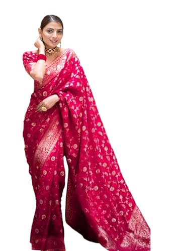 Image of Yashika Women's Pure Kanjivaram Silk Saree Soft Banarasi Style Wedding With Blouse Piece | Saree For Women | New Sari