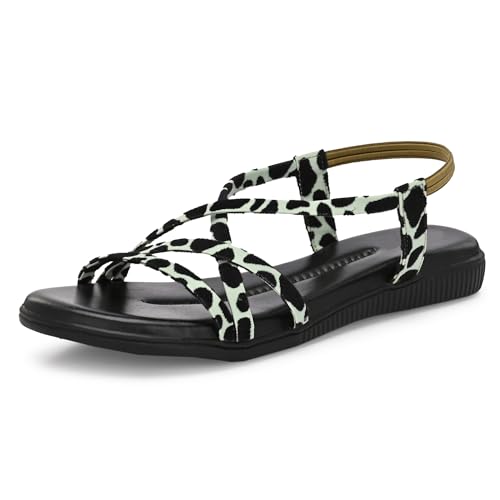 Image of Centrino Women's Sandals | Trendy Stylish Slip-On Open Toe Sandals for Ladies | Animal Print Cross Strap Comfortable Casual Flip-Flop Sandals | Lightweight and Durable Fashion Footwear(9328)