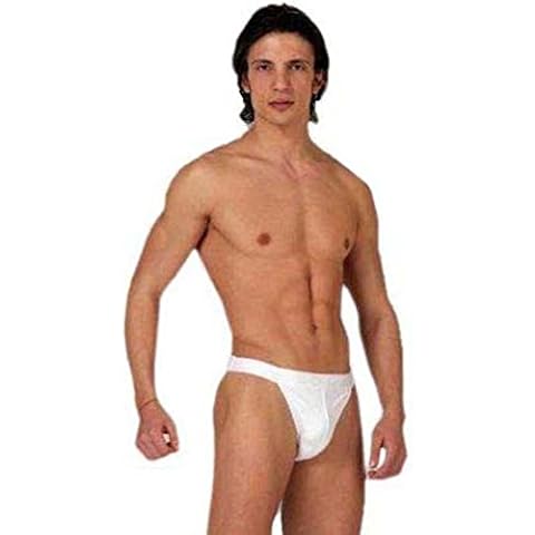 elegance1234 Men`s Tanga Cotton Briefs (Medium, White) Cover