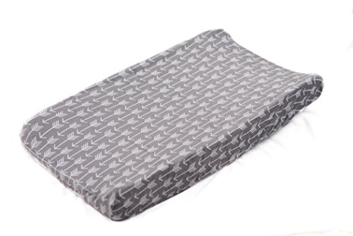 Changing Pad Cover for Baby Boys & Girls by Danha – 100% Soft, Ultra-Plush Polyester – Universal, Elastic Trim Edges Design – Grey and White Arrow Patterns