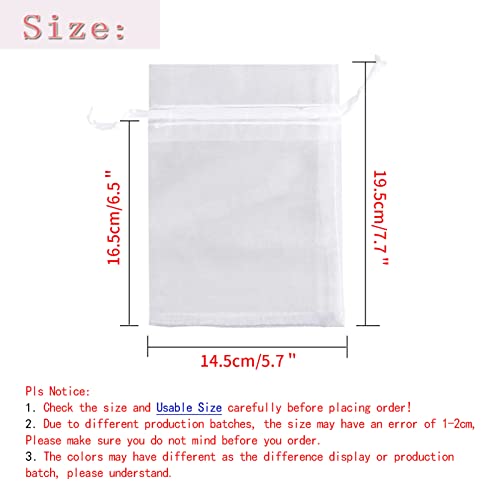 Image of Dealglad 50pcs Drawstring Organza Jewelry Candy Pouch Christmas Wedding Party Favor Gift Bags (6x8 inch, White)