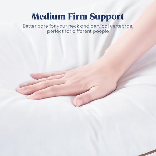 puredown® Goose Feather Down Pillows Standard Size Set of 2, Soft Fluffy Luxury Hotel Collection Pillow, 100% Cotton Cover, Medium Firm Bed Pillow for Back, Stomach or Side Sleeper. - Thumbnail 3