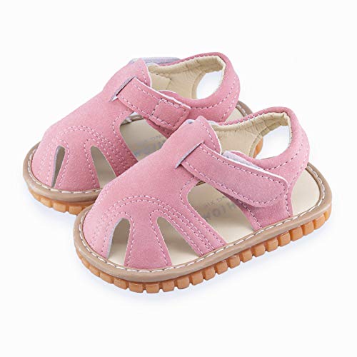 Image of WILLFUN Baby Boy Girl Summer Infant Squeaky Sandals Premium Rubber Sole Closed-Toe Non-Slip Shoes Toddler First Walkers