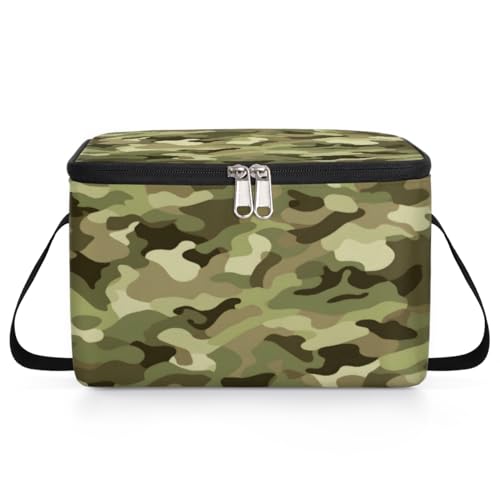 GzLeyigou Camouflage Lunch Bags for Women Men 9 Cans, Hot & Cold Food Delivery Bag Insulated Grocery Bag Insulated Lunch Box Camo Military Texture Cooler Bag for Office Work Picnic Beach