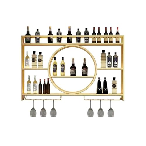 Étagère de bar murale bouteilles alcool avec support verres et LED
