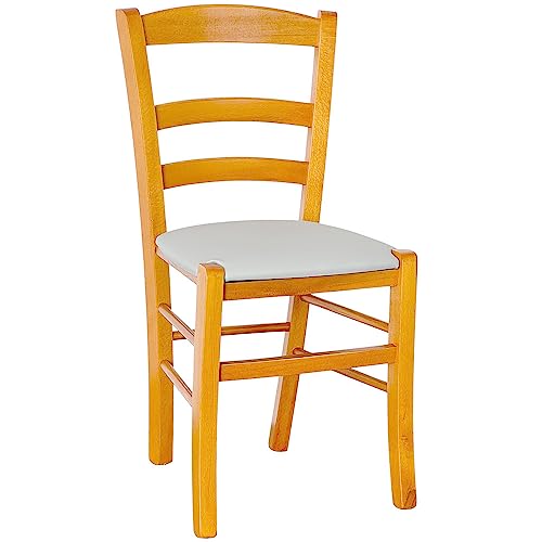 okAffareFatto di Zimbardi Costanza Chaise bois paysana cerisier avec assise rembourrée gris clair
