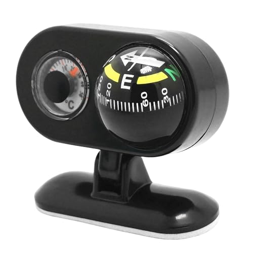 Boussole pour tableau de bord, boussole de tableau de bord, boussole pour tableau de bord, avec indicateur de température, pour véhicules, bateaux, camions,...