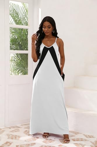 Image of vunahzma Womens Casual Fashion Sleeveless Plus Size Loose Long Sexy Maxi Dress with Pockets
