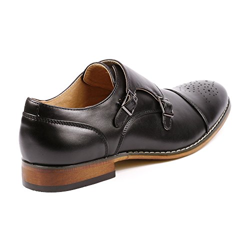 Metrocharm MC100 Men's Perforated Cap Toe Double Monk Strap Dress Shoes3