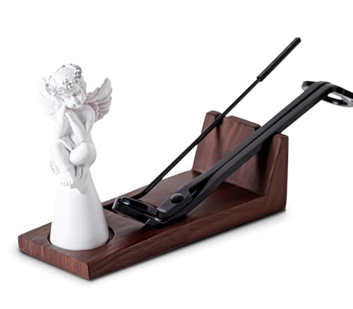 dgudgu Candle Care Kit Angel Candle Snuffer,Candle Wick Trimmer,Candle Wick Dipper,Storage Tray Plate, Black Stainless Steel Candle Wick Cutter Trimmer and Candle Wick Dipper apagador de velas