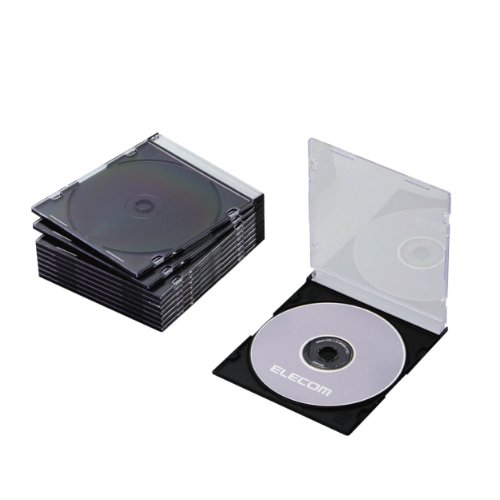 エレコム DVD CDケース プラケース スリム 1枚収納 10枚パック ブラック CCD-JSCS10BK