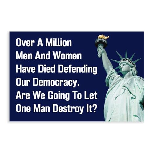 Fotuven Save The Democracy, Resist Hate Lawn Sign, Anti-Trump Sign, Statue of Liberty, Resist Fascism Poster 16x24inch(40x60cm) Unframe