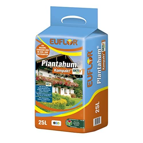 Euflor Plantahum Kompakt AKTIVplus 25 L Beutel Premium Pflanzerde für Balkon&Garten-gesundes Pflanzwachstum- 12 Wochen Grunddünger-verbessert die Bodenverhältnisse