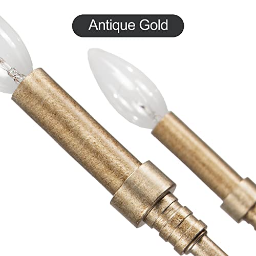 Homebelife 5-Light Farmhouse Chandelier Lighting Fixture, Linear Pendant Light For Kitchen Island Living Dining Room, Antique Gold Finished #TOP2