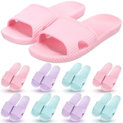 9 Pairs Shower Shoes Bulk for Women Men Quick Drying Lightweight Non Slip Shower Slippers with Drain Holes Beach Sandals Pool Slides House Slippers for Bathroom Indoor Outdoor Spa Dorm Guest