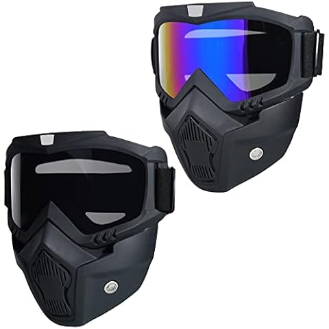 2 PCS Paintball Mask Anti Fog,Tactical Full Face Mask Ski Mask Goggles Detachable Adjustable,Motorcycle Riding Face Protection (Colorful/Black) Cover