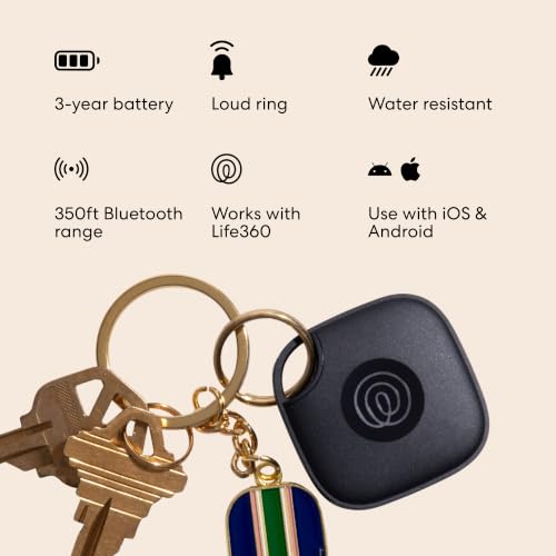 Image of Life360 Tile - Bluetooth Tracker, Keys Finder and Item Locator for Keys, Bags and More. Phone Finder. Both iOS and Android Compatible. 2-Pack (Black)