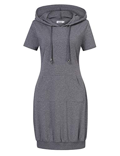 MISSKY Women's Pullover Hooded Kangaroo Pocket Sweatshirt Casual Hoodie Dress