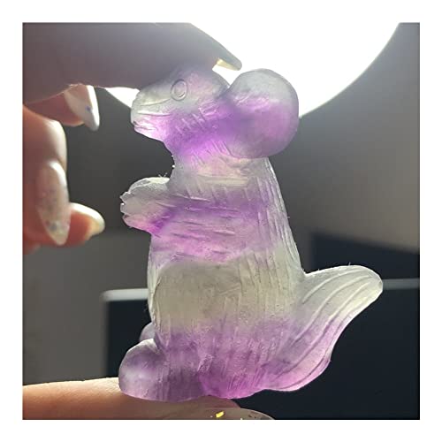 QMIQXIWS Scultura in Cristallo di Fluorite Naturale Simpatico Scoiattolo in Piedi Decorazioni for la casa s ZUZAOJUYIN