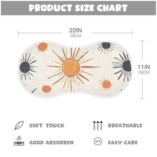 4 Pack Baby Burp Cloths, Soft Absorbent Burping Cloths for Babies, Cotton Milk Spit Up Rags, Large Size for Newborns, Baby Boys and Girls (Boho Sun)4