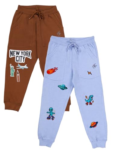 Image of KiddoPanti Boys Solid Fleece Track Pants | Cotton Poly Fleece Fabric | Ankle Length Bottom Rib | 2 Front Patch Pocket | Elastic Waist & Drawcord | Jogger Track Pants for Boys