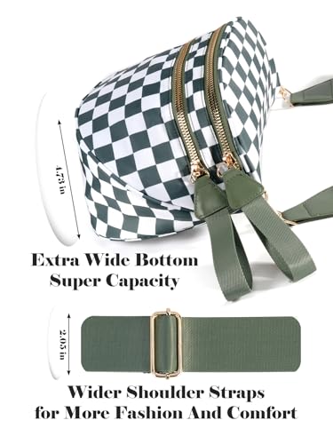 Image of Black and White Checkered Crossbody Bag Bum Bag for Women,Spacious Checkered Purse Fanny Packs Belt Bag