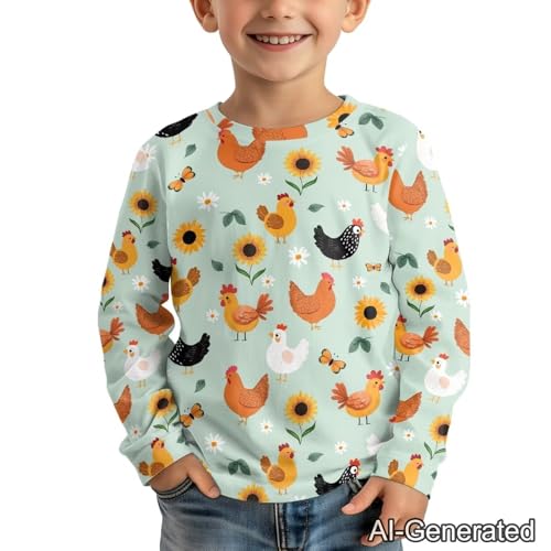 Image of Renewold Boys Girls Tees Kids T-Shirt Long Sleeve Crewneck T Shirts Casual Athletic Tops Clothing for Home School Travel