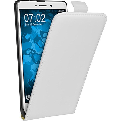 PhoneNatic Kunst-Lederhülle kompatibel mit Huawei Honor 6X - Flip-Hülle weiß + 2 Schutzfolien