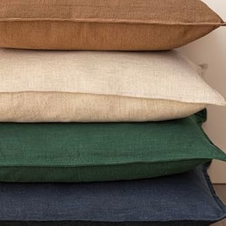 Foindtower Set of 2, Decorative Linen Soild Throw Pillow Covers Soft Accent Euro Cushion Case Farmhouse Neutral Pillowcase for Chair Couch Sofa Bedroom Living Room Home Decor 20 x 20 Inch Pine Green