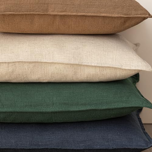 Foindtower Set of 2, Decorative Linen Soild Throw Pillow Covers Soft Accent Euro Cushion Case Farmhouse Neutral Pillowcase for Chair Couch Sofa Bedroom Living Room Home Decor 20 x 20 Inch Pine Green