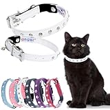 Premium Handmade Collar - We only want what’s best for your pet. Made with genuine soft leather, Athens cat collars are lightweight, durable and comfortable to wear. This pet collar won’t cause chafing on your cat’s fur. Safe and Stylish - Our breaka...