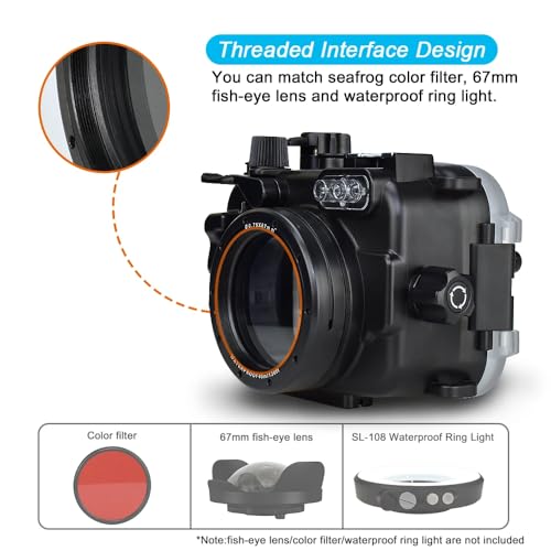 Sea frogs Underwater Camera Housing Compatible with Canon EOS M6 18-55mm IPX8 40m/130ft Maximum Diving Depth Waterproof Camera Case for Diving, Surfing, Rowing