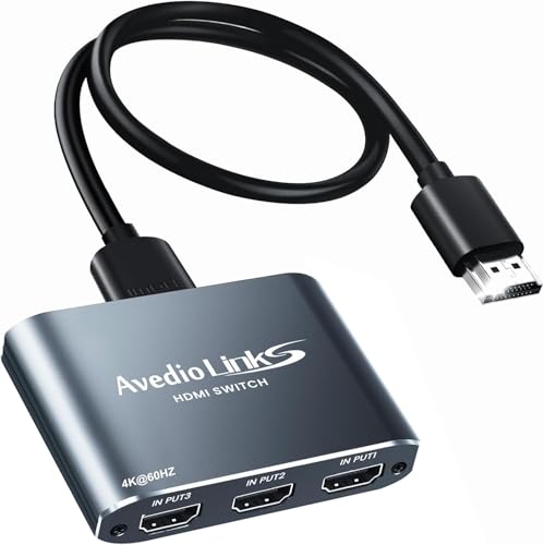 �y����Łzavedio links HDMI �ؑ֊� 4K 60Hz �A���~�j�E�������� �Z���N�^�[3����1�o�� �X�C�b�`���[3�|�[�g HDMI2.0b HDCP2.2 HDR10 3D ����/�蓮�ؑ� �d���s�v ����HDMI2.0�P�[�u���t��(1.2m)