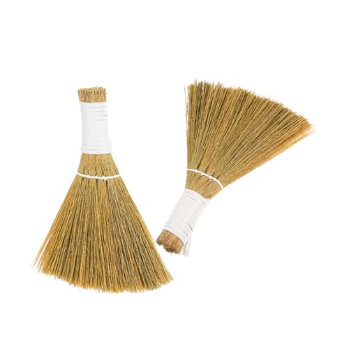 Kisangel Scopa da Banco e Spazzola Portatile in Erba Morbida, Mini Scopa da Scrivania Leggera, Spazzola Antipolvere per Cucina e Ufficio, Set 2 Pezzi per Pulizia Facile e Rapida