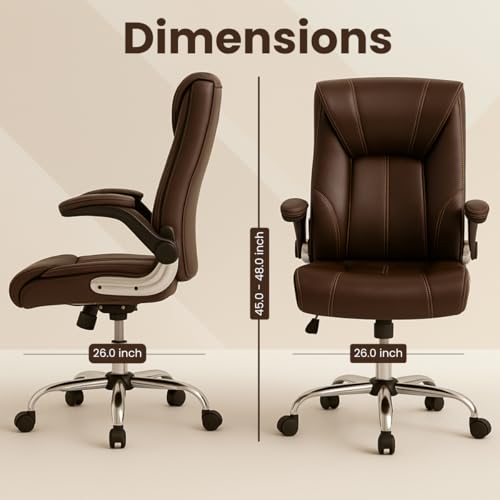 Image of Lakdi The Furniture Co High-Back Directior Office Chair and Executive Chair, Ergonomic Leatherette Desk Chair|Adjustable Arm Rest for 5-Year Warranty & Free Assembly -111012161 Darkbrown