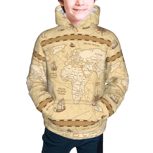 World Map Kid Hoodies Boys Sweatshirts Girls Pullover with Pocket3