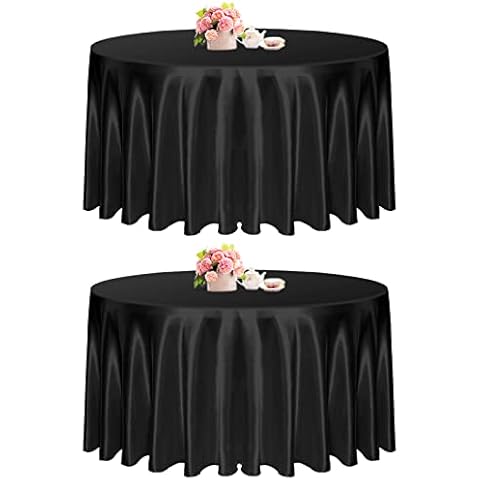 YMHPRIDE 2 Piezas de Mantel de satén Negro Redondo Cover