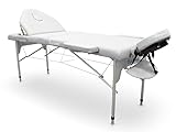 Camilla plegable de aluminio de 186 cm x 66 cm con respaldo abatible.