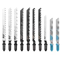 T-Shank Multi-Purpose Jigsaw Blades Set with Storage Case, Made with HCS/HSS, Assorted T-Shank Jig Saw Blades for Wood, Plastic and Metal Cutting 10, JSB10A