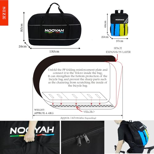 Folding Bike Travel Bag, Heavy Duty 840D Transport Bicycle Storage Bag with Strong Webbing for 26-29 in Mountain 700C Road Bike MTB, Portable Folding Cycling Bags Waterproof for Airplane Shipping - Thumbnail 7