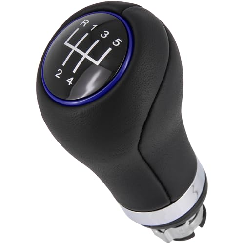 Recambo Schaltknauf 5 Gang passend für VW Fox 2005-2011, Lupo 1998-2005, Plug & Play, Auto Schalthebel, schwarz - blau