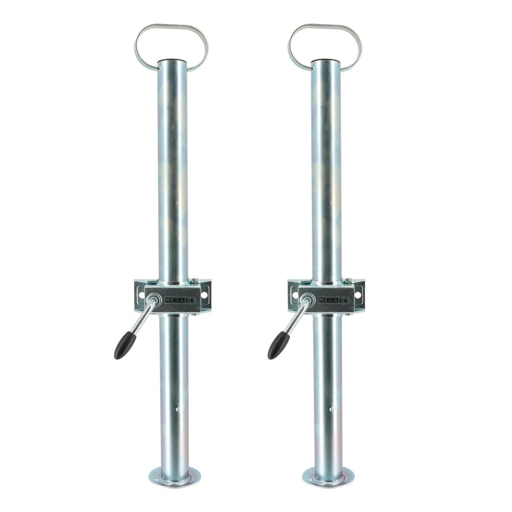 Béquilles de support pour remorque x2 + brides de fixation x2 - Hauteur 700mm - Dia 48mm - Acier galvanisé - Pied stabilisation