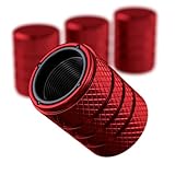 PC Autoworks Aluminum Tire Valve Stem Caps – Anti-Rust, Premium Anodized Aluminum, Corrosion-Resistant, Easy Install, Universal Fit for Car, Truck, Bike, SUV – 1 Pack/Set of 4 (Ruby RED)