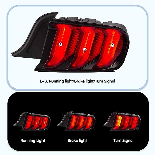 Feux arrière Mustang 2015-2023 kit complet rouge 5 modes d'éclairage LED