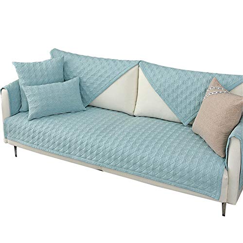 QBFT Einfarbig Schlichtheit Sofa-Überwürfe 100% Baumwolle Anti-rutsch Sofabezüge L Form Gesteppte Dekoration Sofa Abdeckung Hund 1-Stück Für Wohnzimmer Büro EtcA-W70xL210cm(28x83inch) Cover