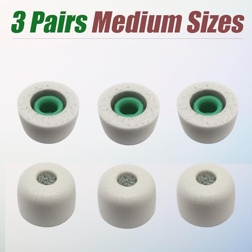 Image of Luckvan Memory Foam Tips for Sony WF-1000XM5 Ear Tips for WF-1000XM5 WF-1000XM4 Earbuds fit in Case, 3 Pairs Gray Medium