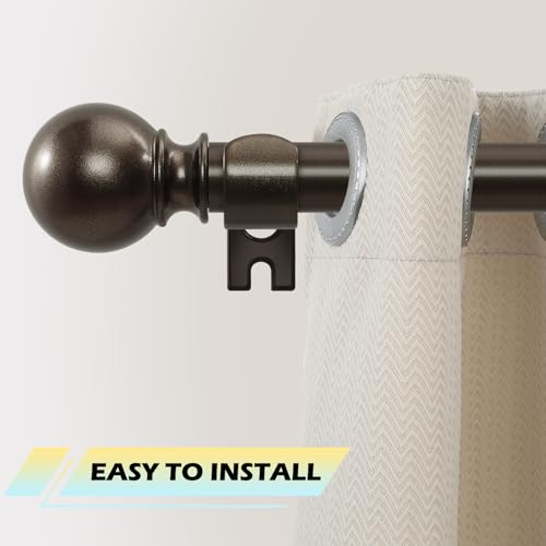 Jrzoo BRONZE CURTAIN RODS 48 To 84 Inches(4-7 Feet),5/8 Inch Splicing Drapery Rods,Small Curtain Rods Set,Size: 36''-88'',Bronze thumb #8